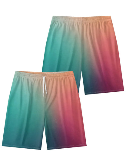 Lines Abstract Colorful Art Printed Urban Shorts Summer Essential Cool Chic Beachwear Gym Streetwear Couple All-Match Oversized
