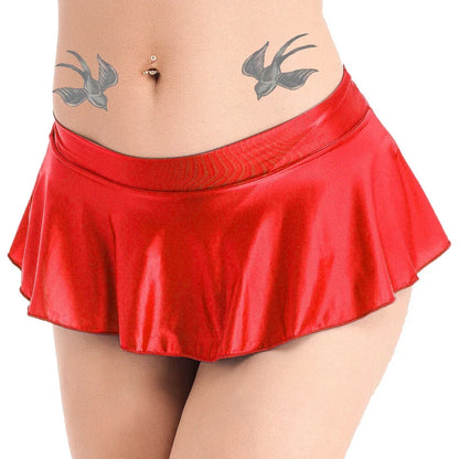 Sexy Womens Glossy Short Skirt Shiny Skater Dance Party Skirt  A-line Skirt 2023 Fashion Summer Women&