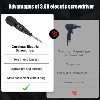 Electric Screwdriver 3.6V Mini Household Screwdriver Anti-Slip Handle Screwdrivers Straight Rod Rechargeable Driver Repair Tool