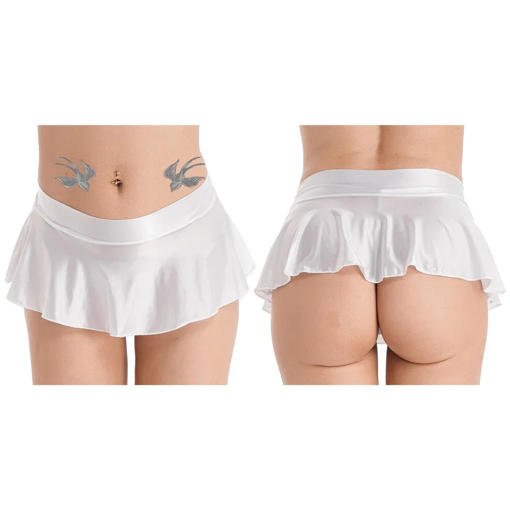 Sexy Womens Glossy Short Skirt Shiny Skater Dance Party Skirt  A-line Skirt 2023 Fashion Summer Women&
