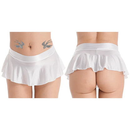 Sexy Womens Glossy Short Skirt Shiny Skater Dance Party Skirt  A-line Skirt 2023 Fashion Summer Women&
