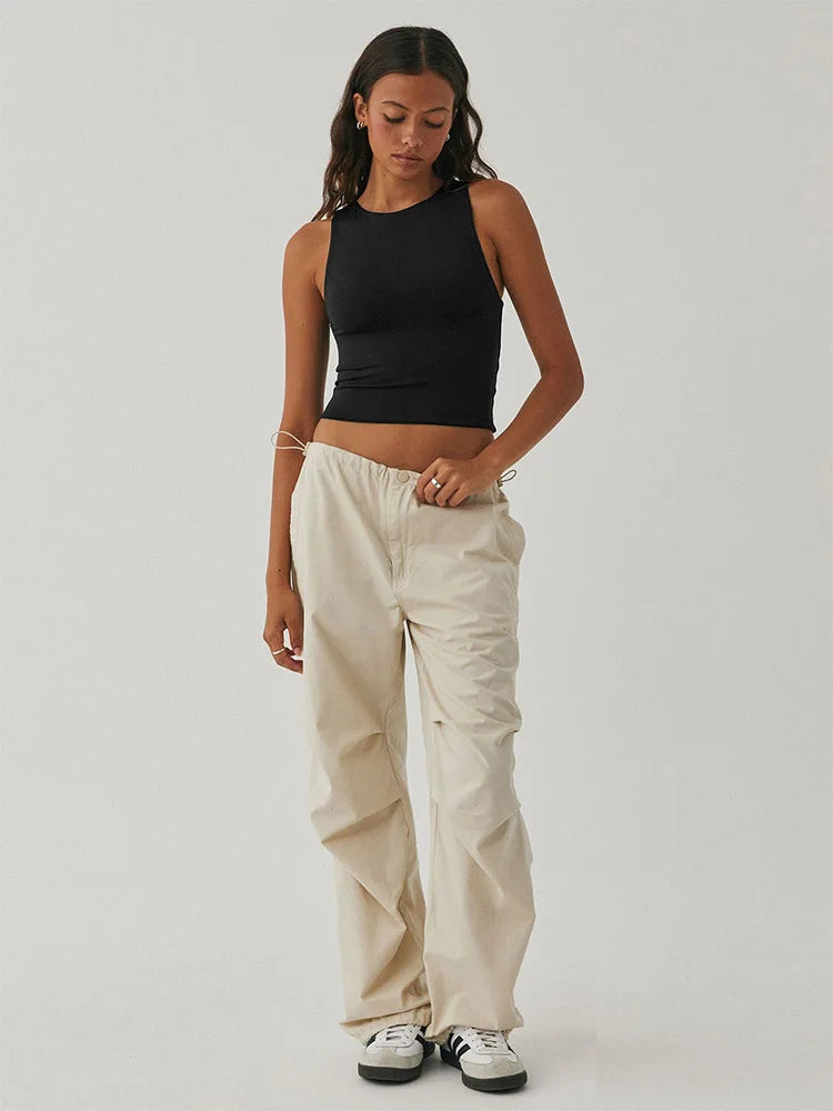 Sleeveless tight bottom shirt, round neck I-shaped solid color top, casual vest
