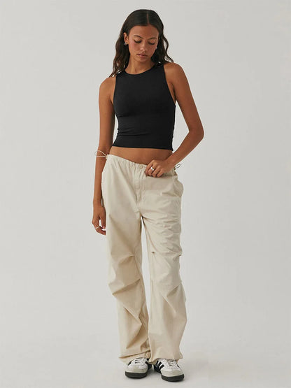 Sleeveless tight bottom shirt, round neck I-shaped solid color top, casual vest