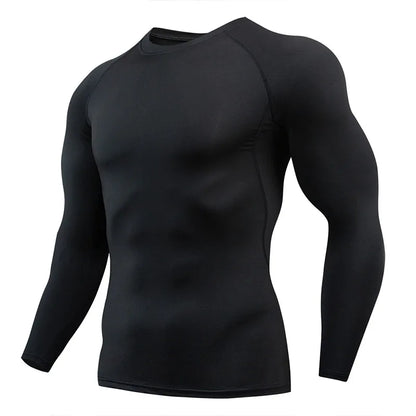Gym Sports T-shirts for Men Long Sleeve Tights Boxing Sportswear Breathable Quick Dry Fitness Tops Male Outdoor Training Clothes