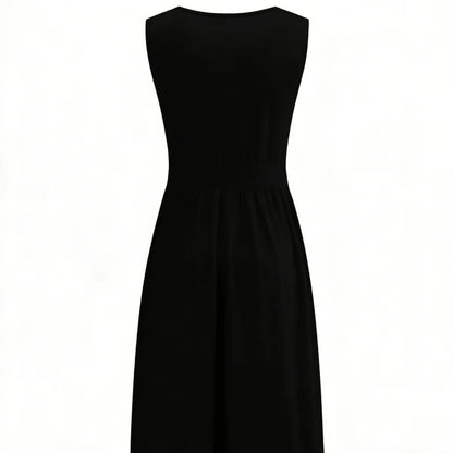 Casual Sleeveless Suspender Skirt For Women Solid Color Loose Vest Dress Slim Fit Age Reducing Summer Dress With Pockets