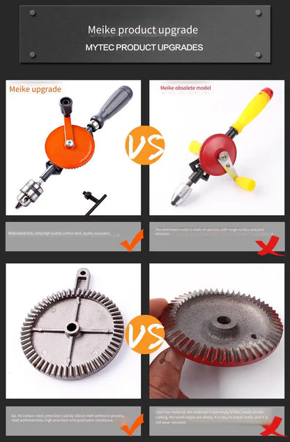Hand Crank Drill Multi-Function Hole Driller Woodworking Manual Drill for Home Use Hand-Held Wood Drilling Tool Specialized Tool