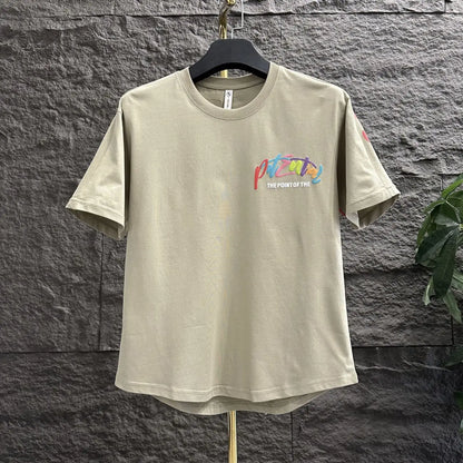 Top 100℅ Cotton Graphic T Shirt for Men Print Watercolor Fashion New In Cool Man Tee Shirts Xl Luxury High Quality S Streetwear