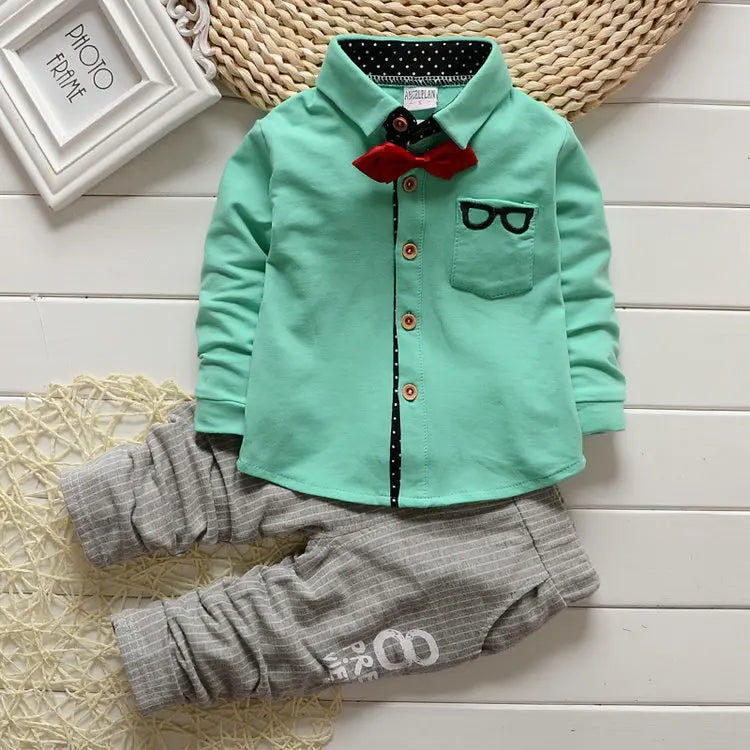 Kids Thinner Clothes Sets Spring Autumn Tracksuit Baby Boys Kid Long Sleeve Gentleman Suits Children T Shirt Pants Clothing Sets