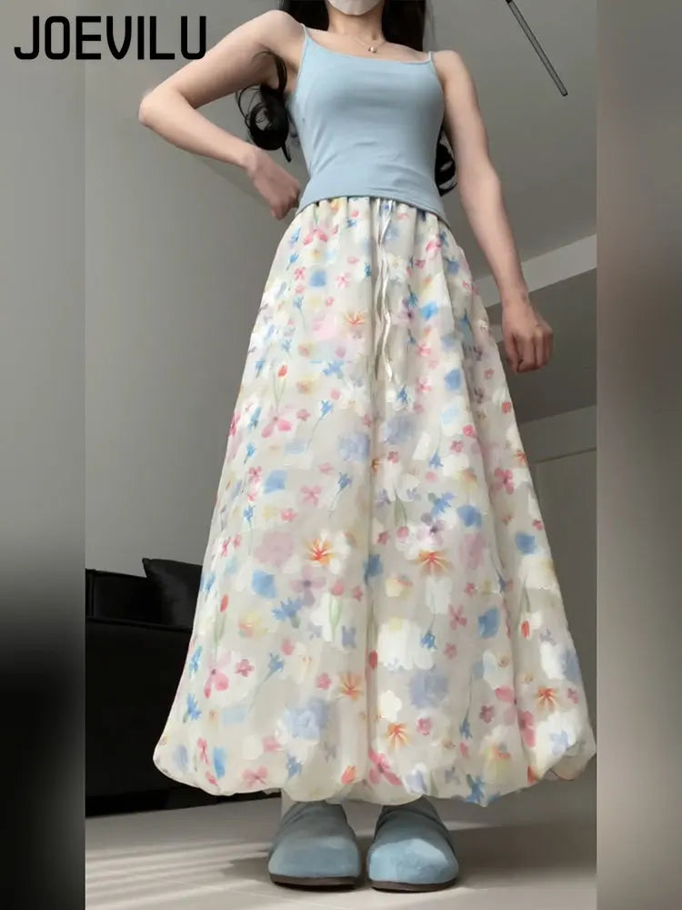 Summer French Style Floral Palazzo Pants Women High Waist Loose Boho Print Wide Leg Trousers with Drapery Comfortable &amp; Elegant