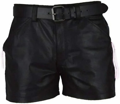 Men PU Shorts Casual Solid Large Size Loose Faux Leather Fashion Mens Street Summer Spring Versatile Trend Club Punk Style Pants