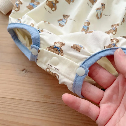 Kids Fashion: Short Sleeve Home Wear Set 2PCS , Thin Style with Cute Bear Prints, A Class Infant Clothing Set for Boys 3M-3Y