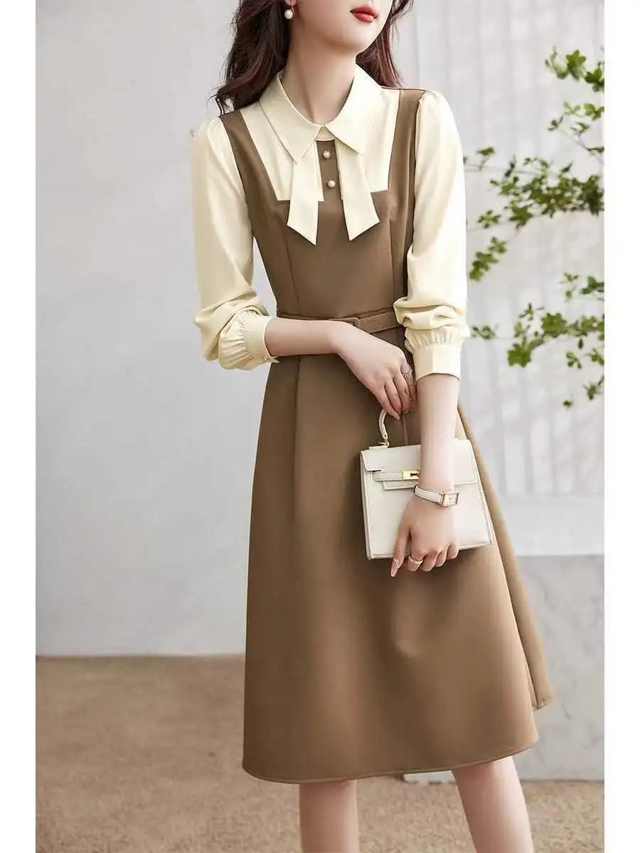 Fashionable and Elegant Dress for Women 2025 Spring New Gentle Temperament Doll Collar Long Sleeve Dress