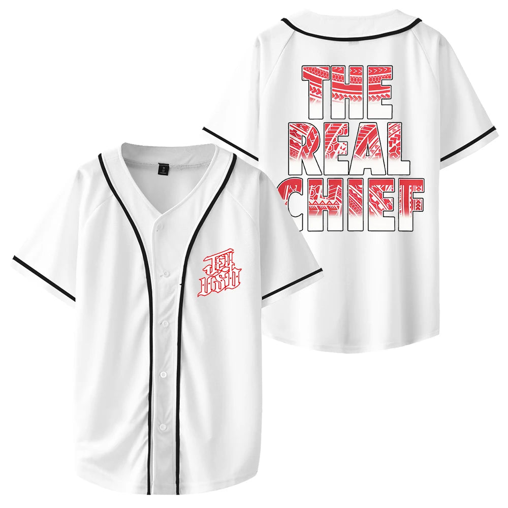 Jey Uso The Real Chief Baseball Jersey V-Neck Short Sleeve Streetwear Tee Men Women University Uniform Tops