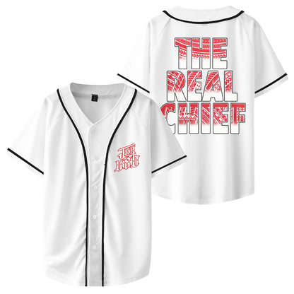 Jey Uso The Real Chief Baseball Jersey V-Neck Short Sleeve Streetwear Tee Men Women University Uniform Tops