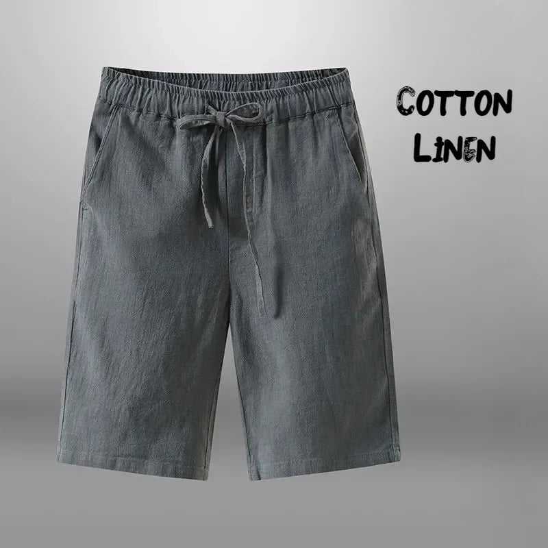 Men Shorts for Men Cotton Linen Casual Breathable Beach Shorts Men&
