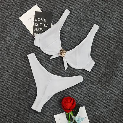 Push Up Swimwear Women Swimsuits 2025 Sexy Brazilian Bikini Set Thong Micro Biquini Female Bathing Suit Solid Beachwear