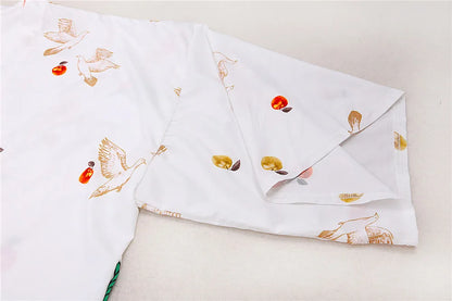 Bird Flower Print Kaftans for Woman Tunicas Femininas Beach Cover Up 2026 Summer Maxi Beach Wear Outfits Kaftan Dresses Womens