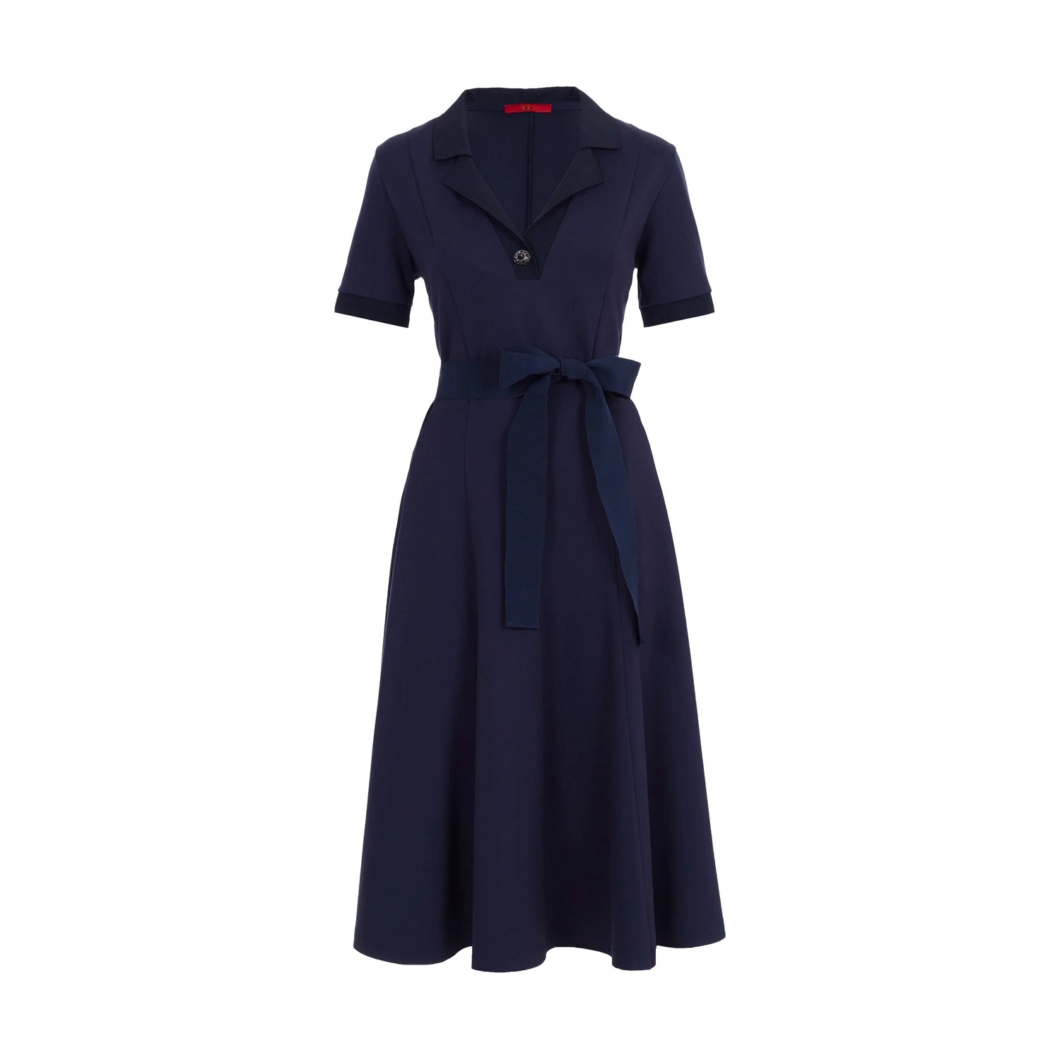 Fashion Women Shirt Dress Elegant High Waisted V Neck Short Sleeve Bow Belt Office Ladies Dresses 2025 Summer Solid Dress