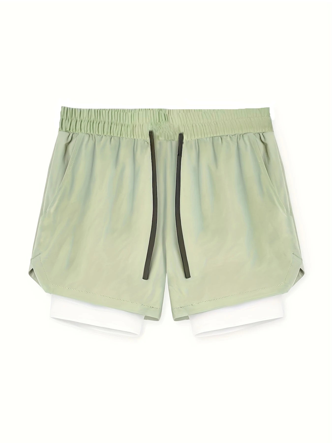 Sports shorts for men, double layered, quarter quick drying, elastic basketball, running training equipment, deep squat fitness,