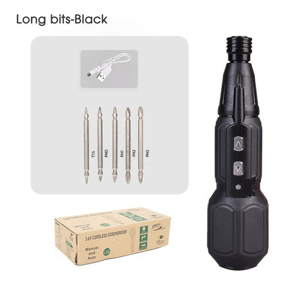 Electric Screwdriver 3.6V Mini Household Screwdriver Anti-Slip Handle Screwdrivers Straight Rod Rechargeable Driver Repair Tool