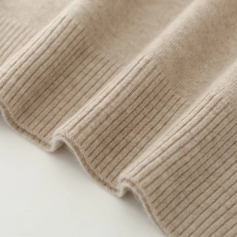 Fashion Autumn Winter Dress Women100%Merino Wool V-neck Long-sleeved Dress Women&