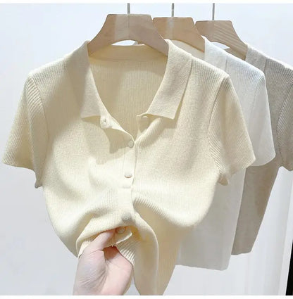 Short-sleeve Shirts Women S-3XL Leisure Summer Basic Solid Elegant Streetwear All-match Simple Daily Harajuku Y2k Popular Tops