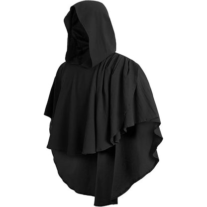 Medieval Hooded Cloak Coat for Men Medieval Cape Costume Adult Pagan Monk Robe Role Playing Short Cape
