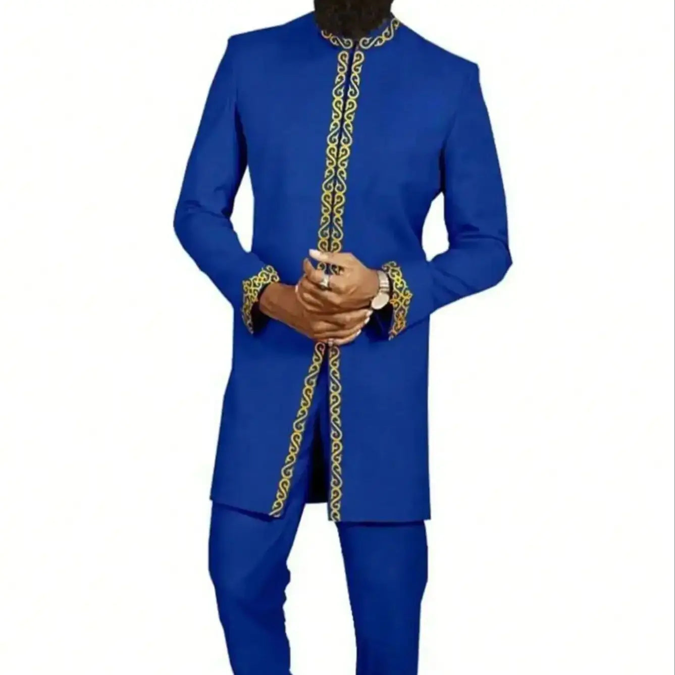 Kaftan Men Wedding Suits Groom Embroidered Pocket Top And Pants Kaunda Suit African casual Outfits Party Fashion Two-piece Set