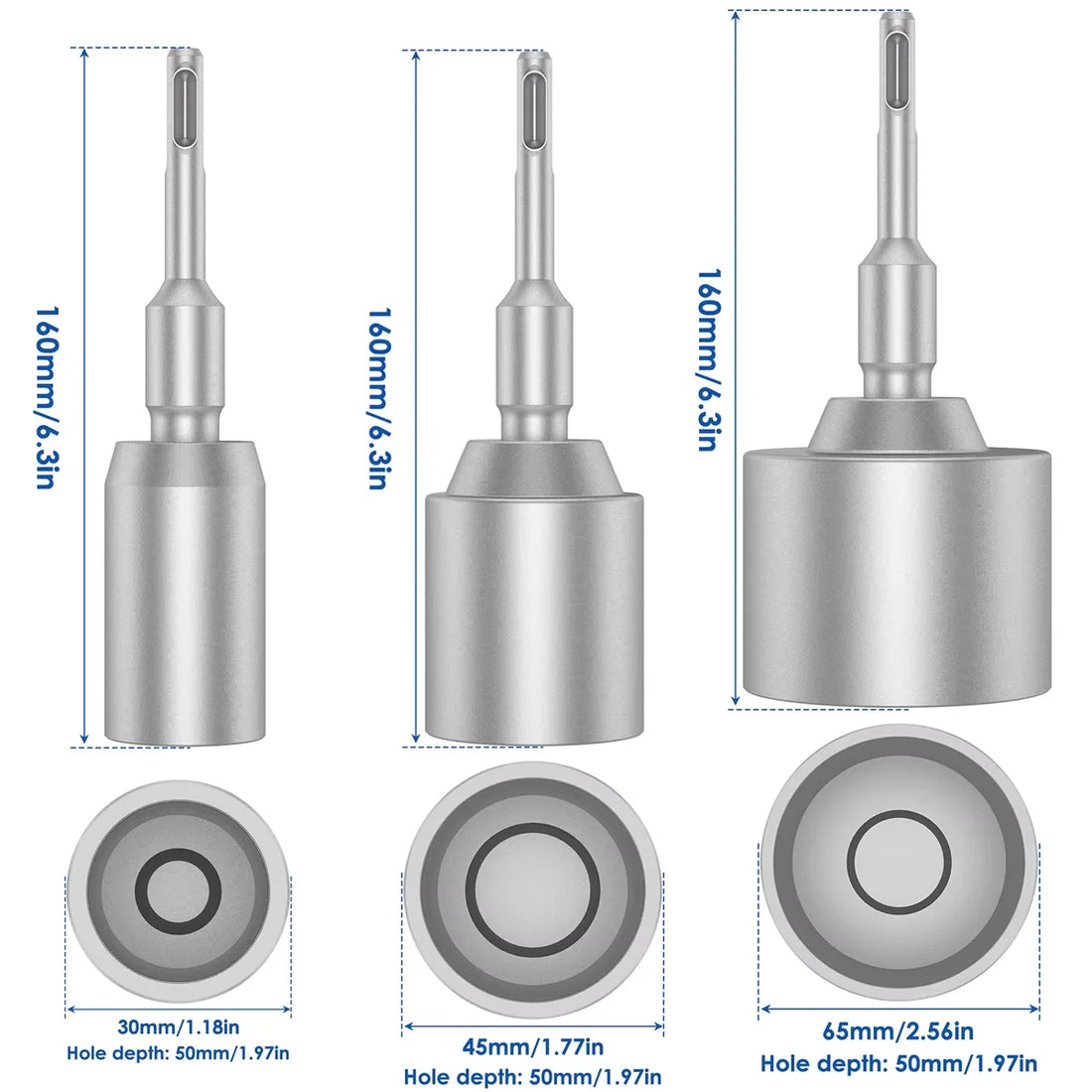 SDS-Plus Ground Rod Driver 30/45/65mm Diameter For Rotary Hammer Drills T Post Ground Rod Driver Tool Forged Steel Drill Bit