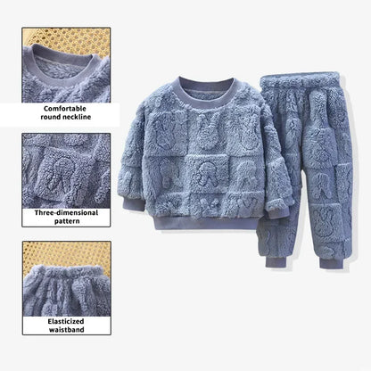 Baby Girls Clothes For Children Clothing Sets Autumn Winter Kids Boys Plus Fleece Warm Sweater Tops Pants 2pcs Outfits Suit