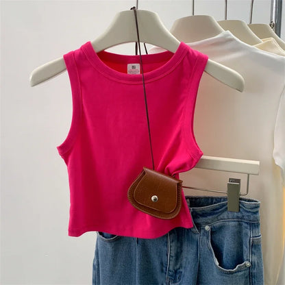 2026 Tank Top For Women Ribbed Down Sleeveless Blouse Solid Color Casual Women&