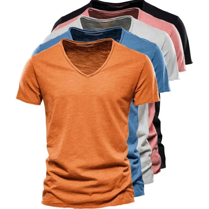 100% Cotton Men T-shirt Casual Soft Fitness Summer Thin T-shirts Men&