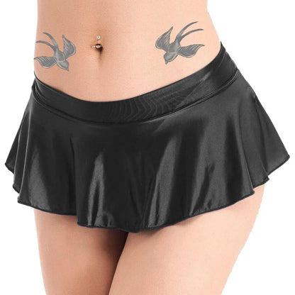 Sexy Womens Glossy Short Skirt Shiny Skater Dance Party Skirt  A-line Skirt 2023 Fashion Summer Women&