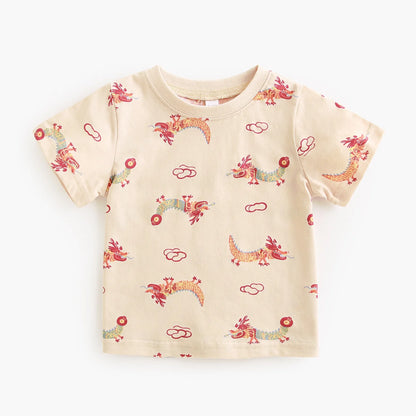 Kids Boys Girls Fashion Infants Clothing Printing T-shirt Summer