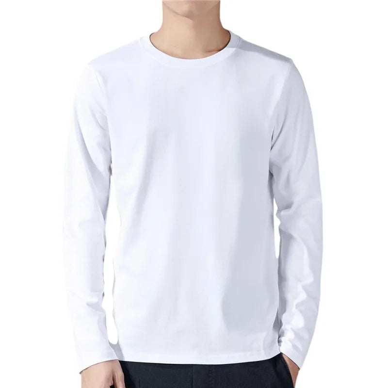 T Shirt For Men Cotton Long Sleeve T-shirts Solid Color Men&