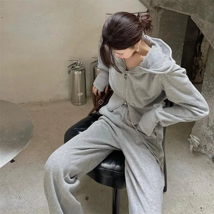 Fashion Suit for Women Spring  Autumn Korean New Hooded Sweatshirt Casual Trousers Two-piece Trendy Set