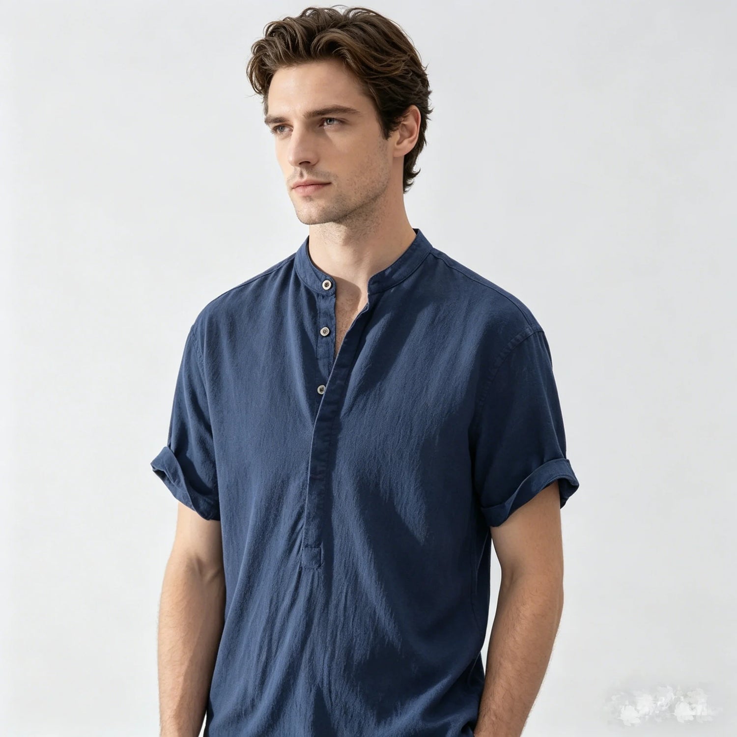 2026 New Cotton Linen Shirts for Men Casual Shirts Lightweight Short  Sleeve Henley Beach Shirts Hawaiian T Shirts for Men