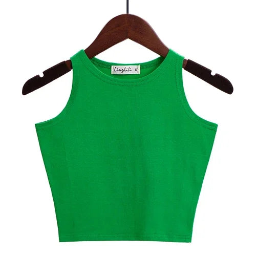 Fashion 2022 New Women Sexy Cotton Crop Top Crop Bustier Multicolor Sleeveless Cropped Blusas Vest Tank Top Camisole 14 Colors