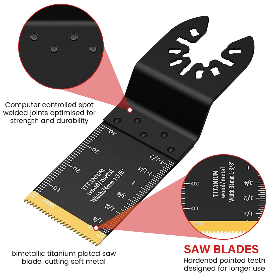 Cutting Metal,Steel Nails,Screws,Carbide Tooth Blade Oscillating Saw Blades 5pcs,Multitool Oscillating Tool Accessories
