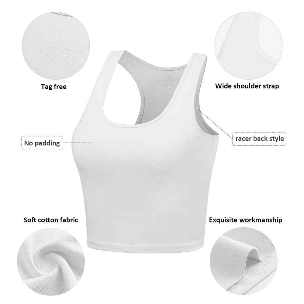 Sleeveless tank top for women, short top, elastic, for running, gym, sport, fitness, Summer, 1pc