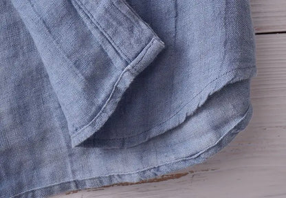 Linen Short Sleeved Shirt for Men, Trendy Japanese Retro Solid Color Summer Thin Casual Loose Cool Shirt Top