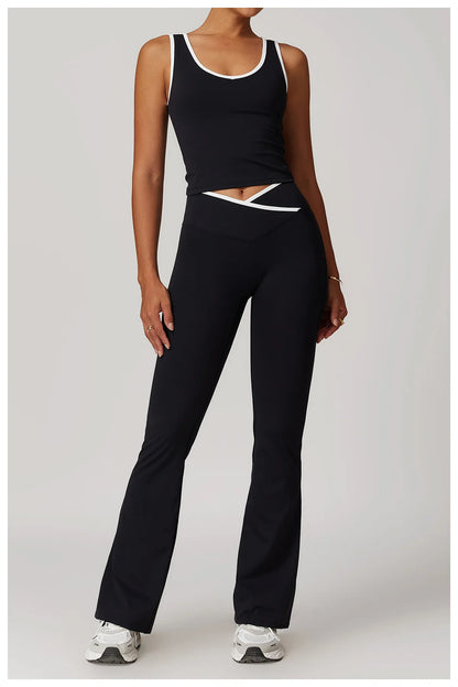 Women Gym Clothes Yoga Suits High Waist Two Piece Set Gym Leggings Yoga Sportswear Fitness Vest Crop Top Tracksuits Sports Bra