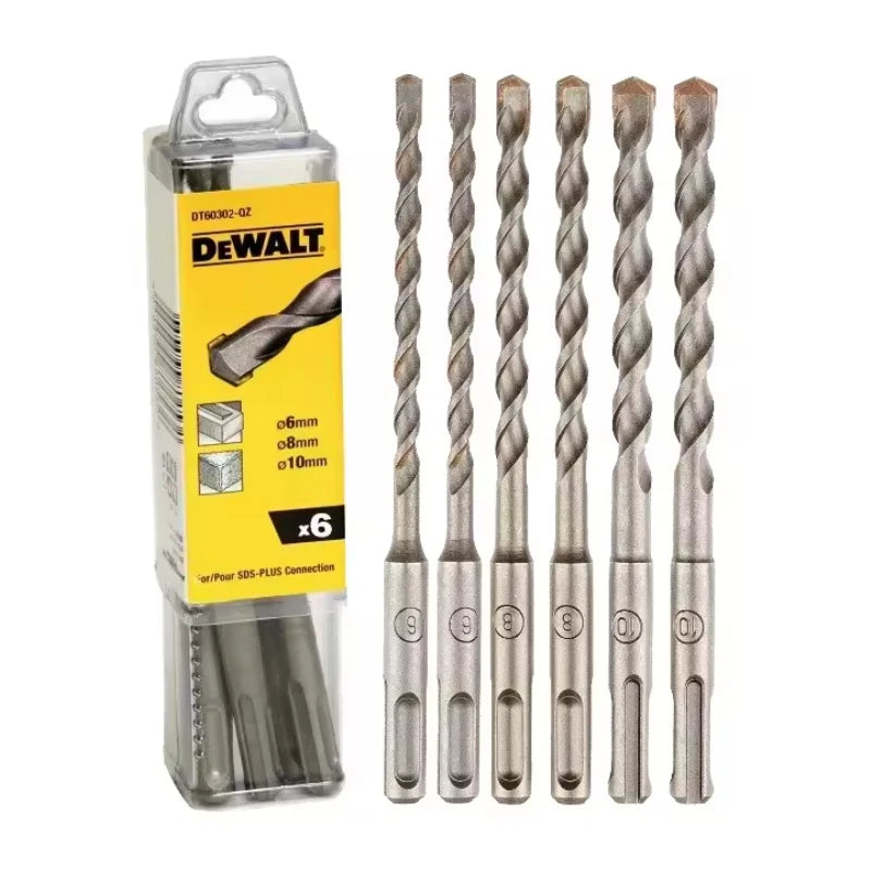 DEWALT DT60302 SDS Plus Drills 6 Piece Set 6MM 8MM 10MM  Electric Hammer Bit Non-Slip Twist Drill Tool Accessories