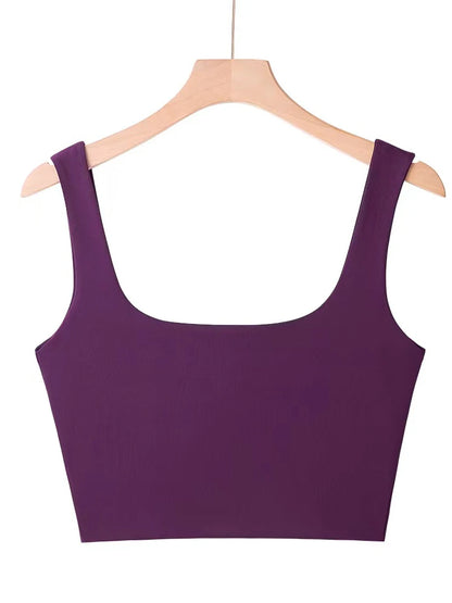 2025 Summer Women Sexy Sleeveless Tops Fashion Short Square Collar Tank Tops 6 Colors