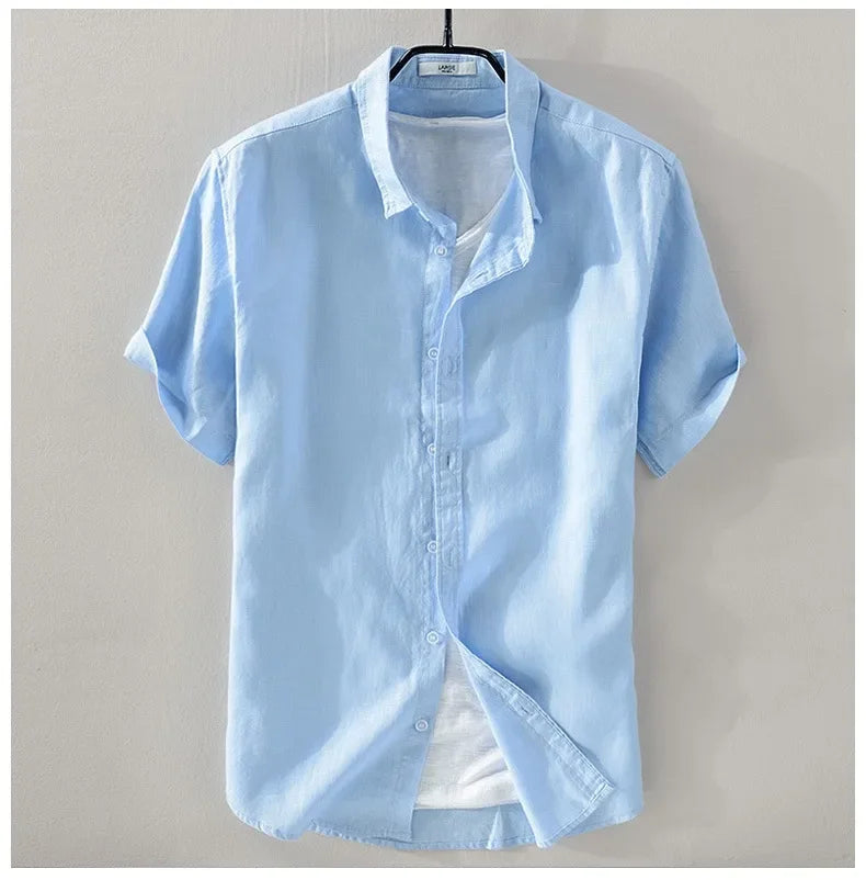 Pure Linen Short-sleeved Shirt Men&