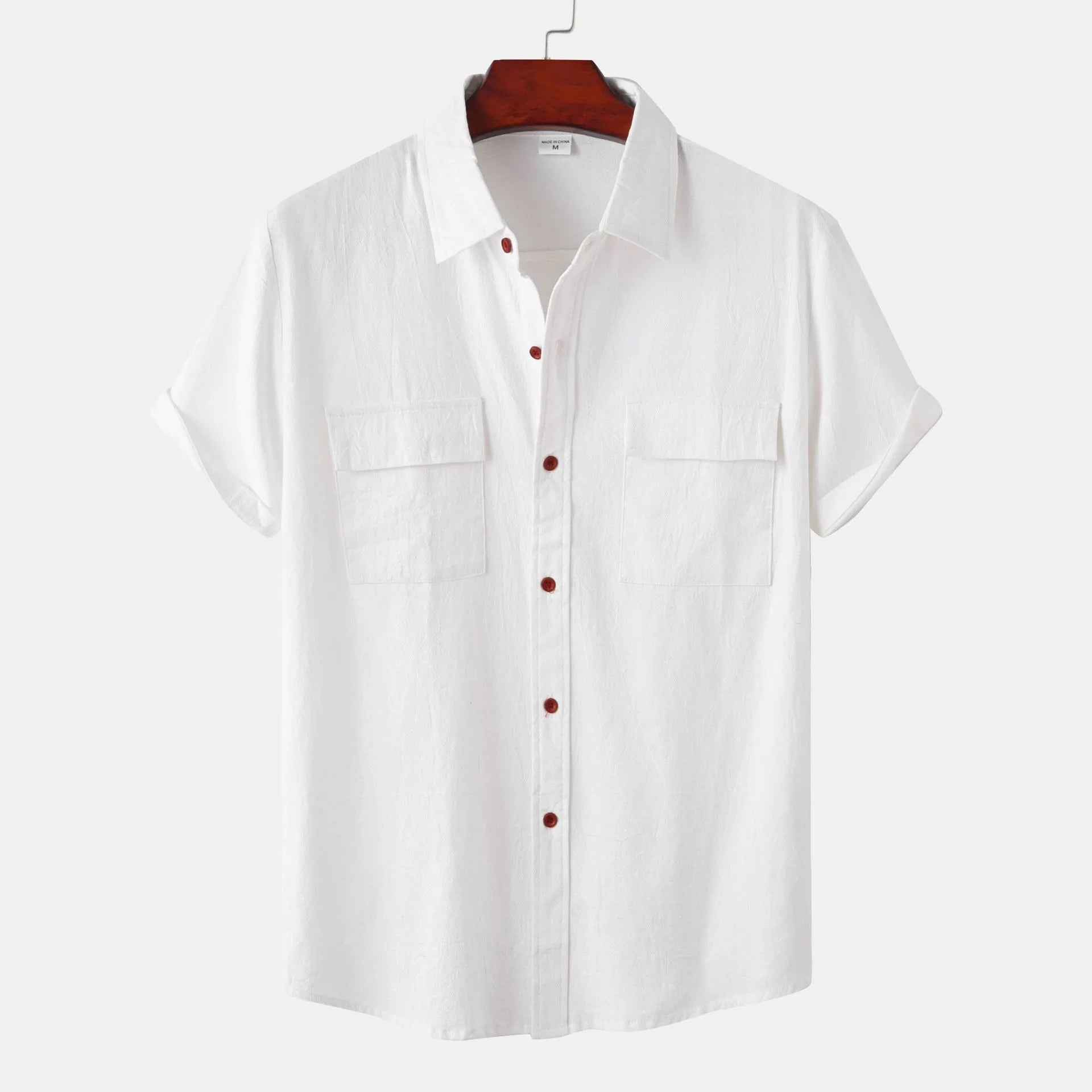 Turn Down Collar Men Shirts Solid Short Sleeve Shirts Single Breasted Casual Shirt Buttons Cardigan Sports Loose Breathable