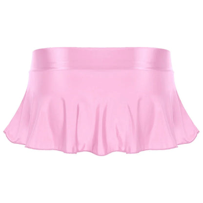 Sexy Womens Glossy Short Skirt Shiny Skater Dance Party Skirt  A-line Skirt 2023 Fashion Summer Women&