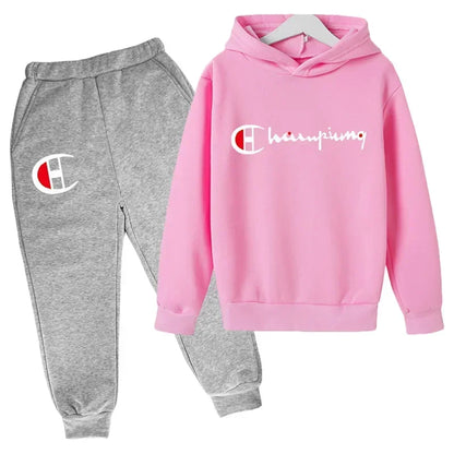 Hooded Hoodies Sweatshirts Sets Teenagers Fashion Groups of Pants Child SuitAutumn/winter Kids Clothing for Girl Boy Children&