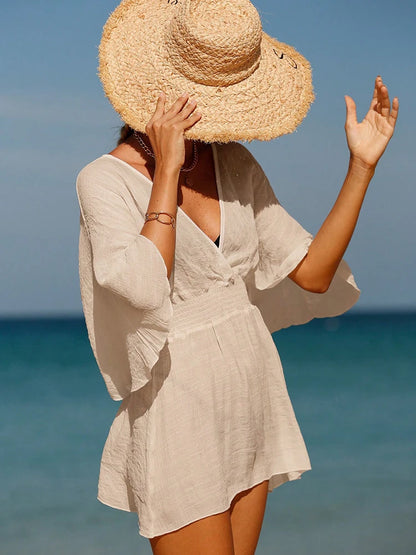Sexy Swimwear V Neck Bathing Suit Women Backless Beach Cover Up Sarong Tunic Beach Wear Vacation Swimwear Beach Wear Beachwear