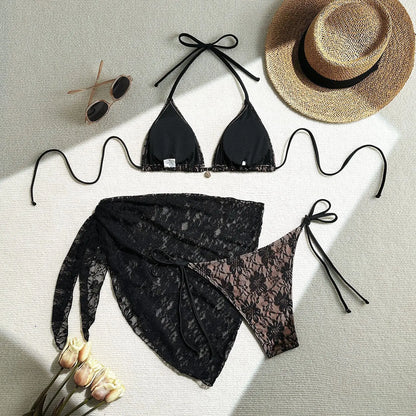 Lace Sexy Bikinis Female Swimsuits Women Three-Piece Swimwear Beach Swimming Wear Bathing Suits Brazilian Bikini Set Pool Bather